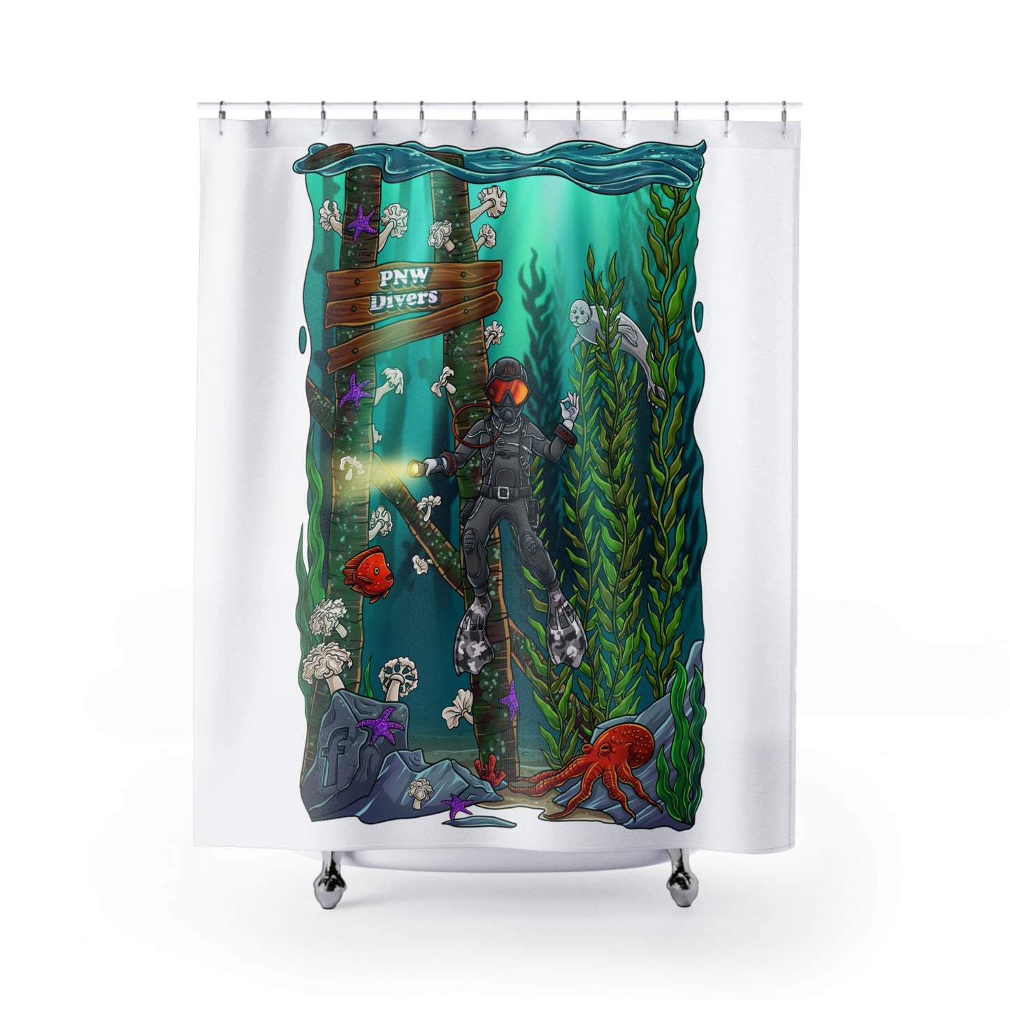 PNW SCUBA Diving Shower Curtain