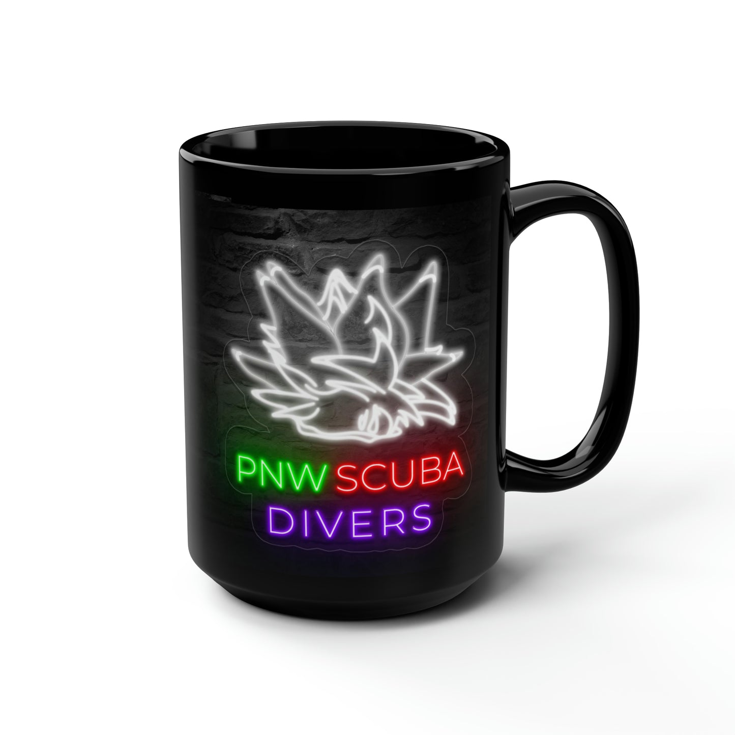 White Nudi Black Mug, 15oz