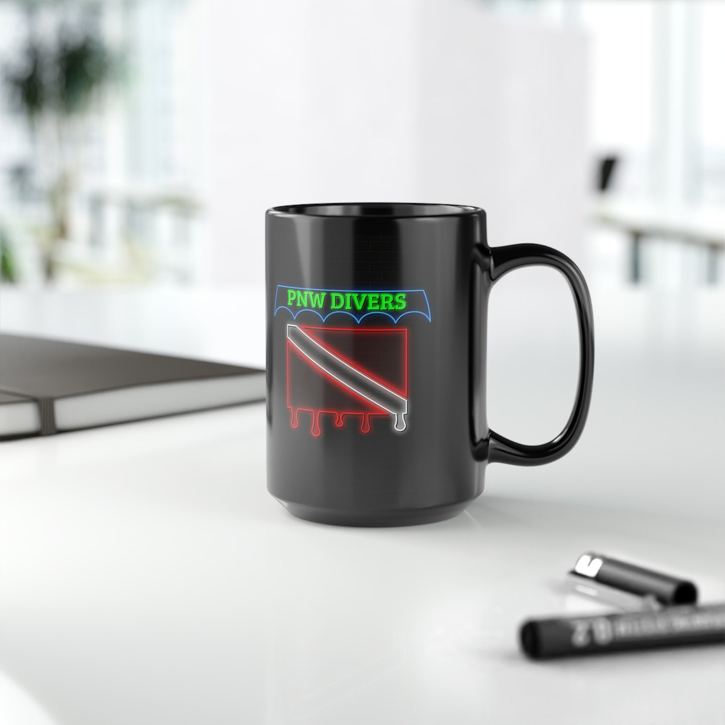 Diver Down Black Mug, 15oz