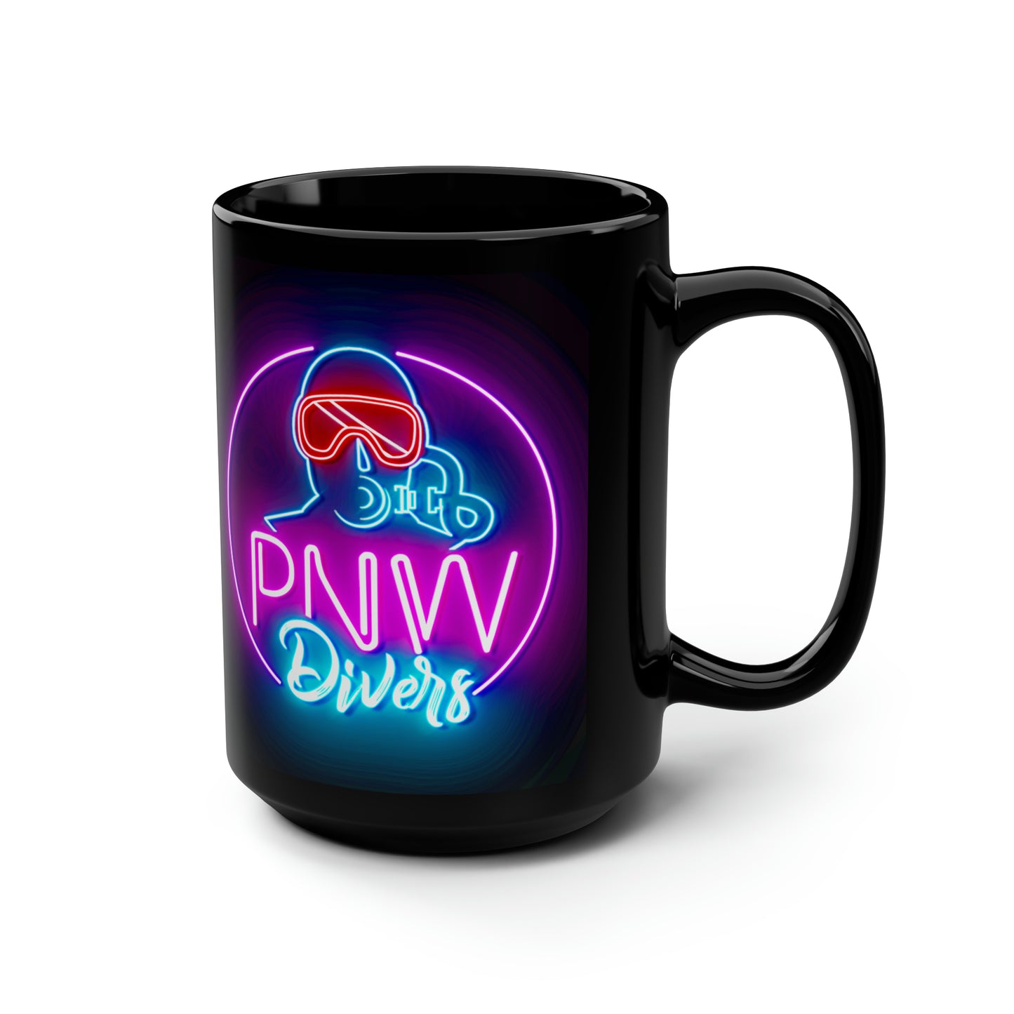 Neon PNW Diver Black Mug, 15oz