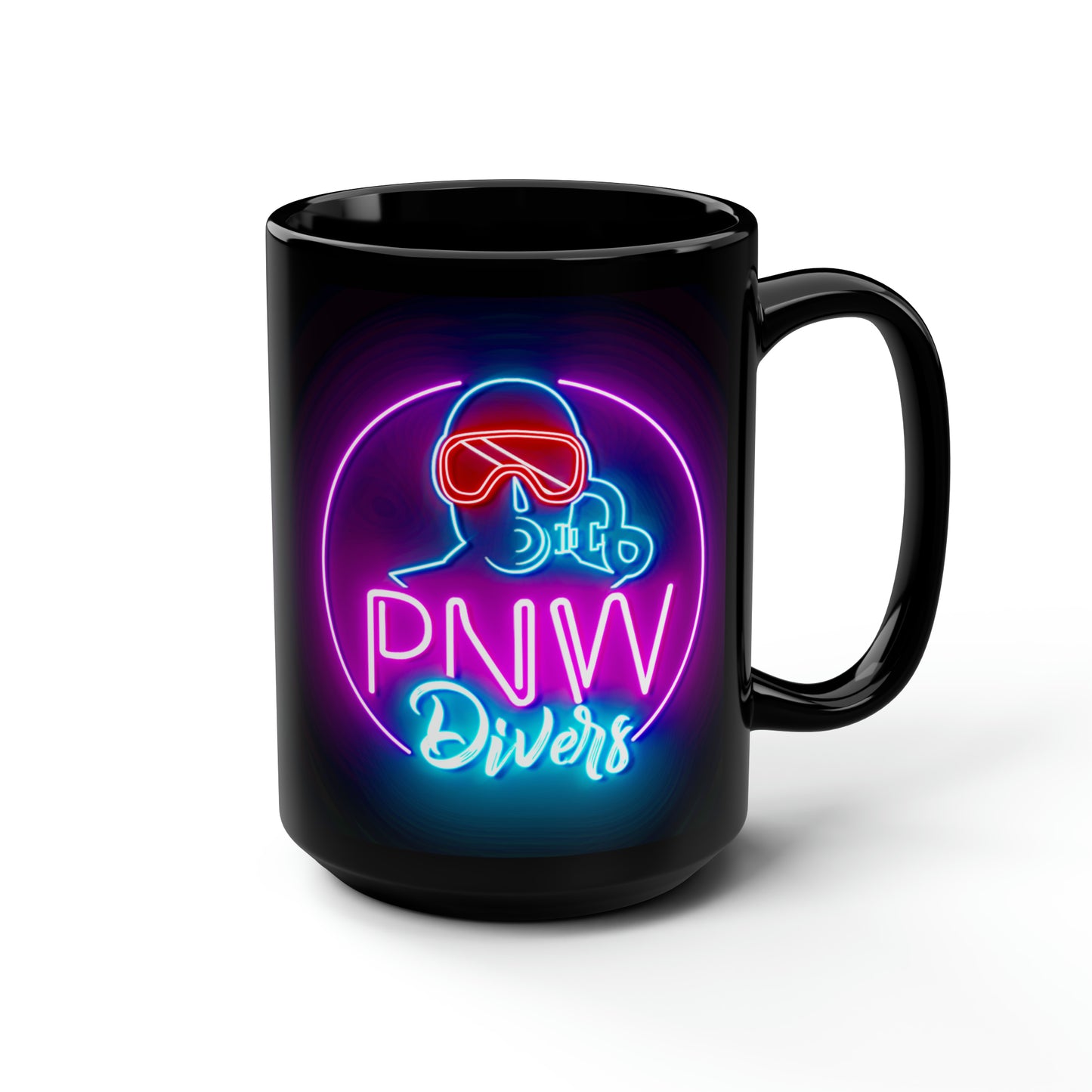 Neon PNW Diver Black Mug, 15oz