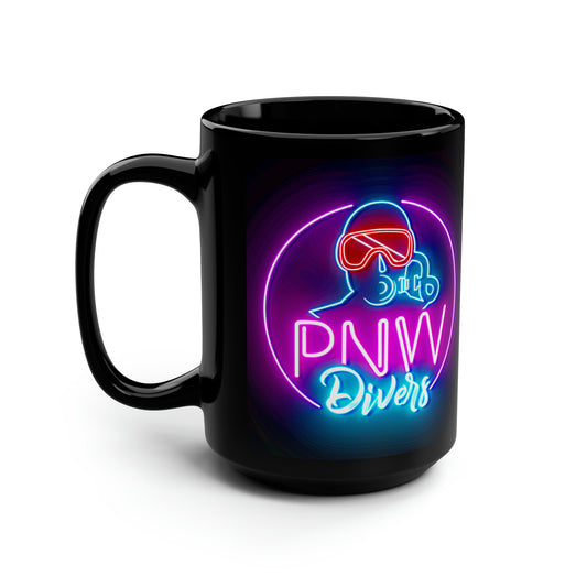 Neon PNW Diver Black Mug, 15oz