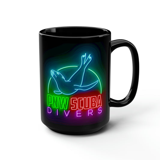 Neon PNW Seal Logo Black Mug, 15oz